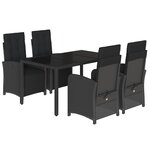 vidaXL Ensemble à manger de jardin coussins 5Pièces Noir Résine tressée