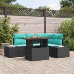 vidaXL Ensemble de salle à manger pour jardin 5 Pièces Noir et Sarcelle