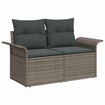 vidaXL Ensemble de canapé de jardin avec coussin 6 Pièces Gris polyrotin