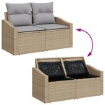 vidaXL Canapés Jardin 10 Pièces avec Coussins Beige Rattan Acacia