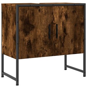 vidaXL Armoire lavabo de salle de bain chêne fumé 60x33x60 cm