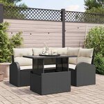 vidaXL Ensemble de canapé de jardin 5 Pièces Noir 100 x 55 x 73 cm