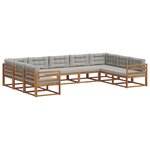 vidaXL Ensemble de canapés d'extérieur 9 Pièces Gris Naturel et Clair