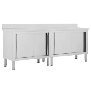 vidaXL Tables avec portes coulissantes 2 Pièces 200x50x(95-97) cm Inox