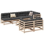 vidaXL Salon de jardin 8 Pièces avec coussins bois de pin massif