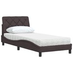 vidaXL Lit avec matelas marron foncé 80x200 cm tissu