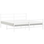 vidaXL Cadre de lit métal sans matelas et pied de lit blanc 200x200 cm