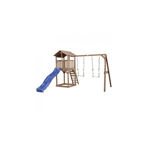 AXI Beach Tower avec Balancoire Double Marron Bleu Toboggan