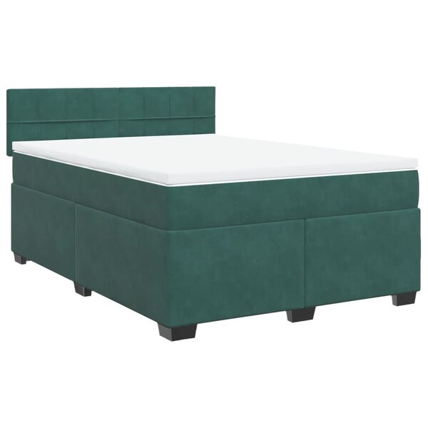 vidaXL Sommier à lattes de lit et matelas Vert foncé 140x200cm Velours