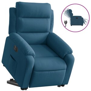 vidaXL Fauteuil inclinable électrique bleu velours