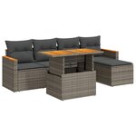 vidaXL Salon de jardin avec coussins 6 Pièces gris résine tressée acacia
