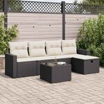 vidaXL Salon de jardin 6 Pièces avec coussins noir résine tressée