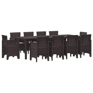 vidaXL Ensemble de salle à manger pour jardin 11 Pièces Marron