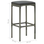 vidaXL Ensemble de bar de jardin 5 Pièces et coussins Résine tressée Gris