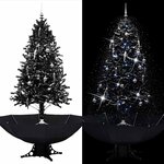 vidaXL Arbre de Noël neigeux avec base de parapluie Noir 190 cm PVC