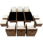 Tectake Salon de jardin NEW YORK 10 places avec 2 sets de housses + housse de protection, variante 2 - noir/marron