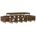 vidaXL Ensemble à manger de jardin 17 Pièces marron miel bois pin massif
