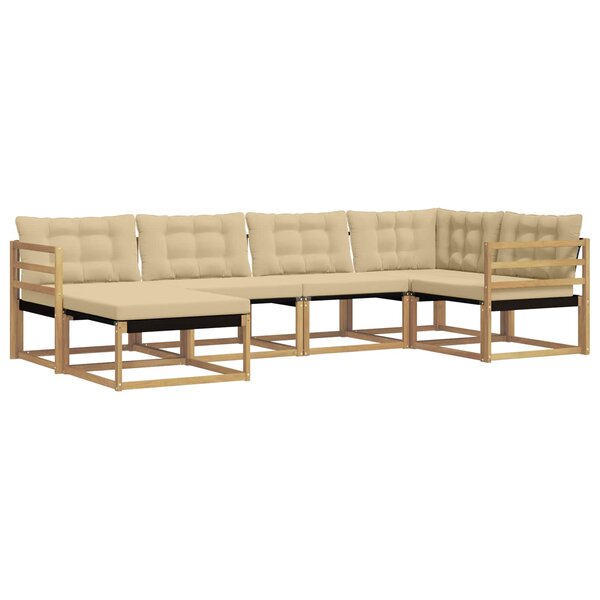 vidaXL Ensemble de canapés d'extérieur 6 Pièces Blanc et Beige