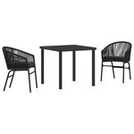 vidaXL Set de salle à manger de jardin 3 pièces en rotin poly noir