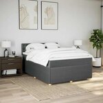 vidaXL Sommier à lattes de lit avec matelas Gris foncé 140x190cm Tissu