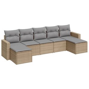 vidaXL Salon de jardin avec coussins 7 Pièces beige résine tressée