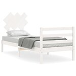vidaXL Cadre de lit avec tête de lit blanc simple bois massif