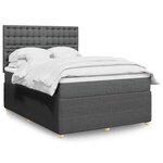 vidaXL Sommier à lattes de lit avec matelas Gris foncé 160x200cm Tissu