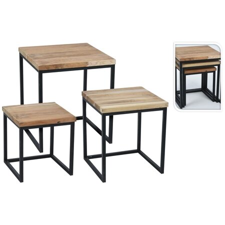 H&S Collection Ensemble de tables d'appoint 3 Pièces Teck