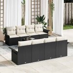 vidaXL Ensemble de canapé de jardin 9 Pièces Noir Poly rotin