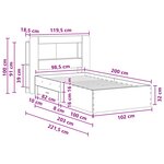 vidaXL Cadre de lit avec rangement Chêne fumé 100 x 200 cm