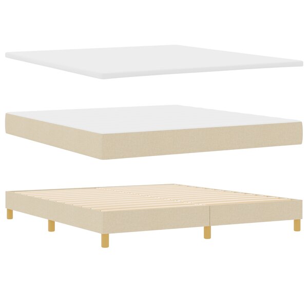 vidaXL Lit à ressort avec matelas - Crème  180 x 200 cm Tissu