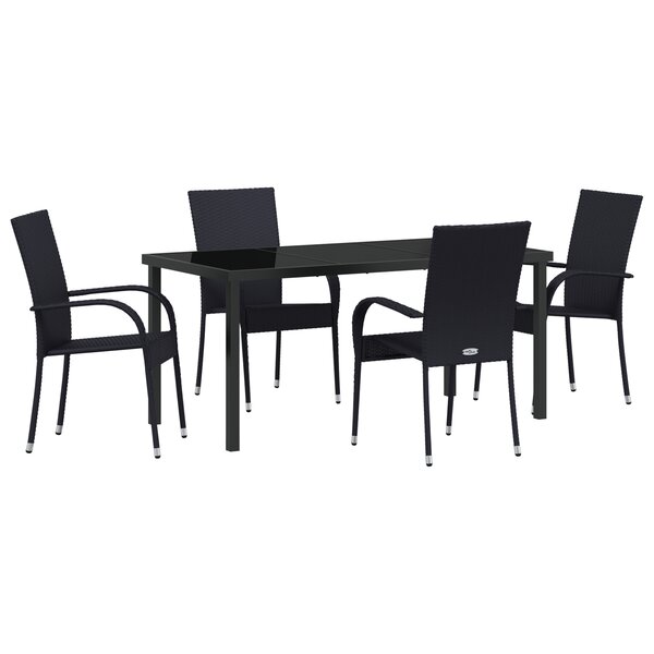 vidaXL Ensemble de salle à manger de jardin 5 pièces – poly rattan noir