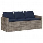 vidaXL Ensemble à manger de jardin et coussins 2 Pièces gris rotin