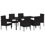 vidaXL Ensemble de jardin comedor 7 pièces avec des coussins noirs en poly rotin