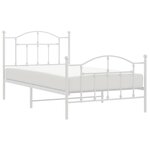 vidaXL Cadre de lit métal sans matelas et pied de lit blanc 100x190 cm