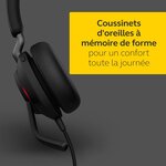 Jabra Evolve2 40 Casque PC Mono Ecouteurs Certifié UC à Réduction du Bruit avec Technologie d`Appel à 3 Microphones - Câble USB-