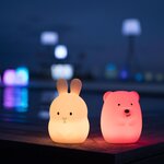 Veilleuse bébé ours sans fil touch led teddy blanc silicone h19cm