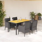 vidaXL Ensemble à manger de jardin coussins 5Pièces Noir Résine tressée