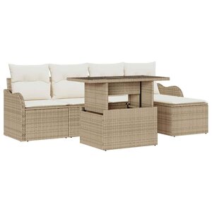 vidaXL Ensemble de canapé de jardin 6 Pièces Beige Poly Rattan