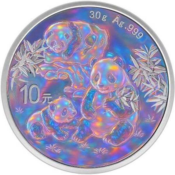 Pièce de monnaie en Argent 10 Yuan g 30 Millésime 2025 RAINBOW PANDA