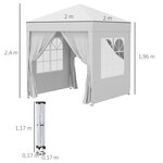 Tonnelle de jardin tente pliante barnum pop-up 2 x 2 m 4 parois latérales amovibles 2 fenêtres sac de transport pour camping  festival  plage  jardin  blanc