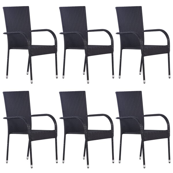 vidaXL Chaises empilables d'extérieur lot de 6 Résine tressée Noir
