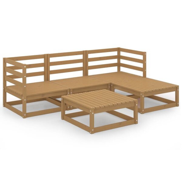 vidaXL Salon de jardin 5 Pièces marron miel bois de pin massif