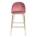 2 chaises de bar en velours rose avec pieds en laiton