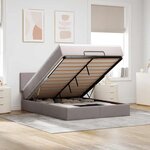 vidaXL Lit ottoman avec matelas et LED taupe 140x200 cm tissu