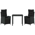 vidaXL Ensemble de salle à manger pour jardin 3 Pièces Noir Poly rotin
