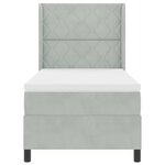 vidaXL Lit à ressorts avec tête de lit Gris clair 90 x 200 cm Velours