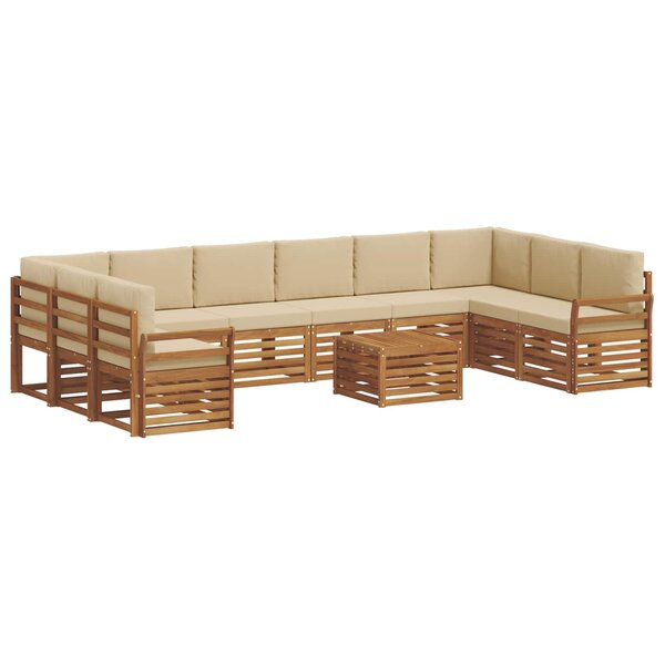 vidaXL Ensemble de canapés d'extérieur 11 Pièces Naturel et Beige