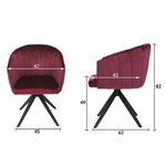 Chaise de salle a manger - Velours bordeaux - L 61,5 x P 61 x H 79,5 cm - MANON