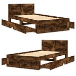 vidaXL Cadre de lit tête de lit chêne fumé 90x190 cm bois ingénierie